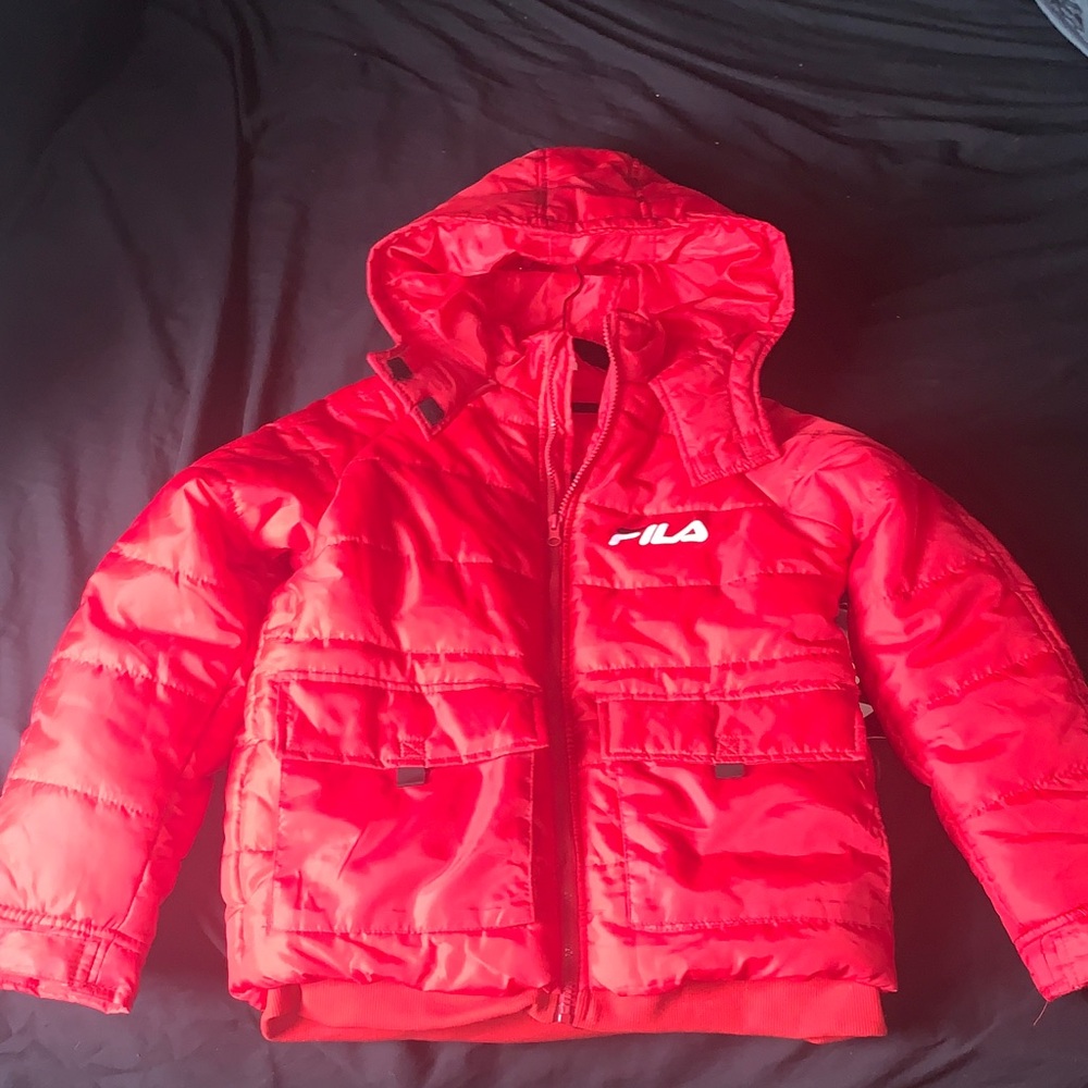 Fila Kids Bright Red Puffer Jacket with Hood